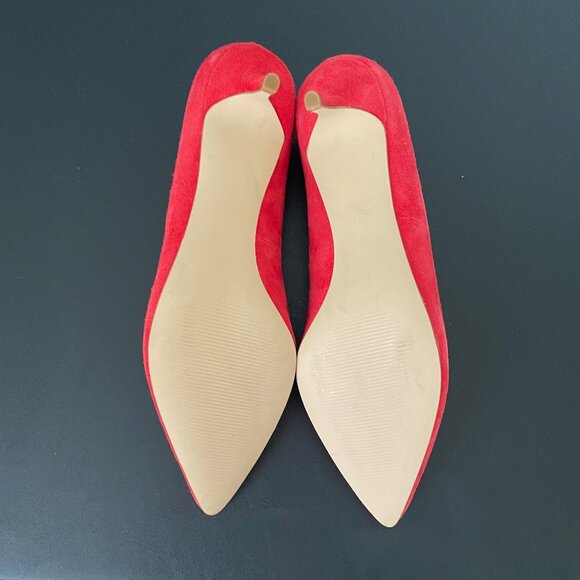 EUC Talbots Sylvie Red Suede Kitten Heel Pumps - Size 7 (Talbots Size 7.5) - Picture 5 of 6